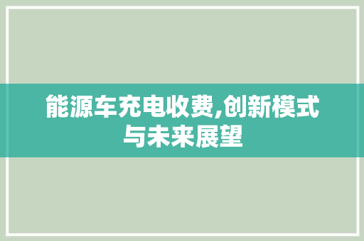 能源车充电收费,创新模式与未来展望