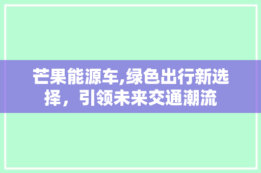 芒果能源车,绿色出行新选择，引领未来交通潮流