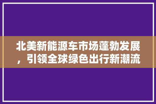 北美新能源车市场蓬勃发展，引领全球绿色出行新潮流