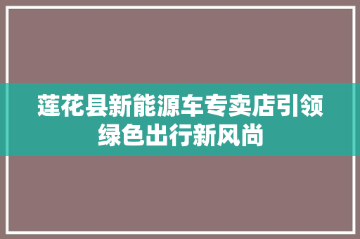 莲花县新能源车专卖店引领绿色出行新风尚