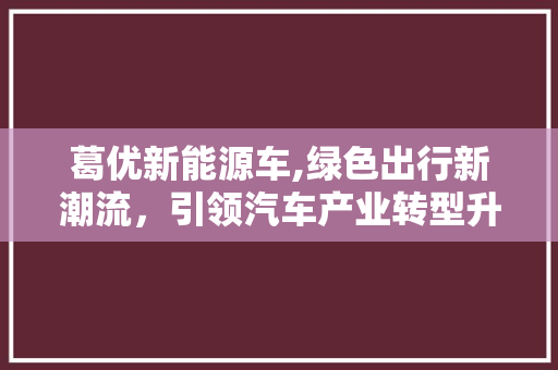 葛优新能源车,绿色出行新潮流，引领汽车产业转型升级