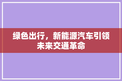绿色出行，新能源汽车引领未来交通革命