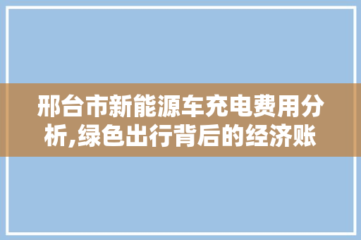 邢台市新能源车充电费用分析,绿色出行背后的经济账