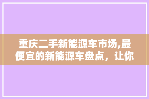 重庆二手新能源车市场,最便宜的新能源车盘点，让你轻松上路！