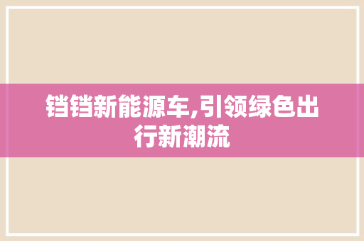 铛铛新能源车,引领绿色出行新潮流