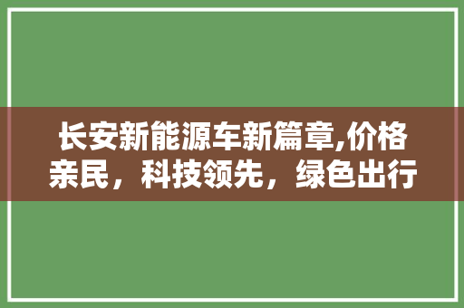 长安新能源车新篇章,价格亲民，科技领先，绿色出行新时代