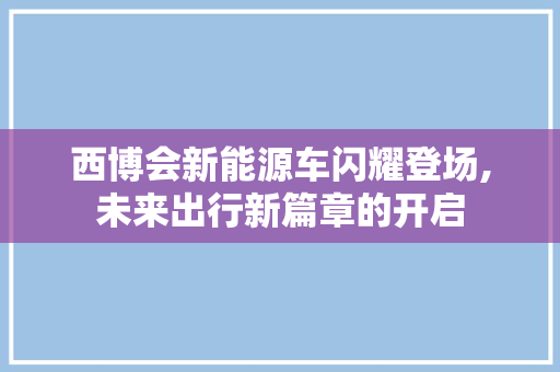 西博会新能源车闪耀登场,未来出行新篇章的开启