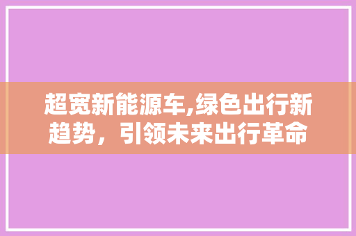 超宽新能源车,绿色出行新趋势，引领未来出行革命