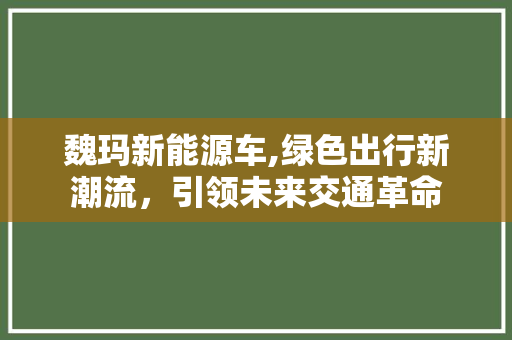 魏玛新能源车,绿色出行新潮流，引领未来交通革命