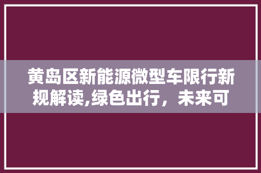 黄岛区新能源微型车限行新规解读,绿色出行，未来可期