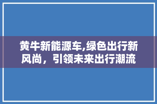 黄牛新能源车,绿色出行新风尚，引领未来出行潮流