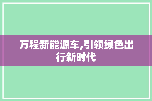 万程新能源车,引领绿色出行新时代