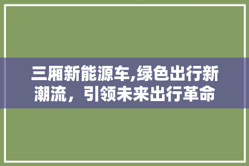 三厢新能源车,绿色出行新潮流，引领未来出行革命