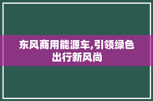 东风商用能源车,引领绿色出行新风尚