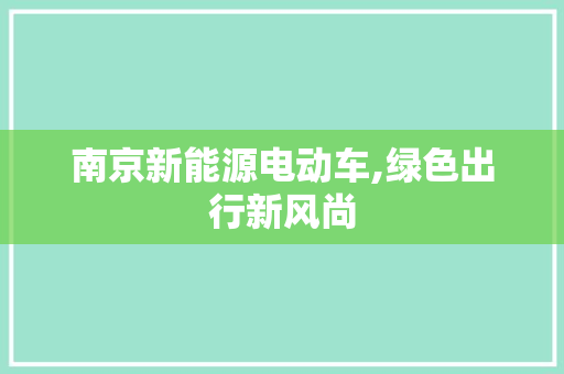 南京新能源电动车,绿色出行新风尚