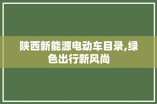 陕西新能源电动车目录,绿色出行新风尚