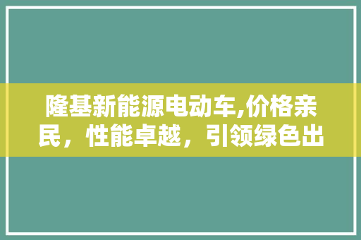 隆基新能源电动车,价格亲民，性能卓越，引领绿色出行新潮流