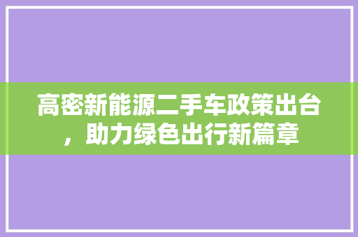 高密新能源二手车政策出台，助力绿色出行新篇章