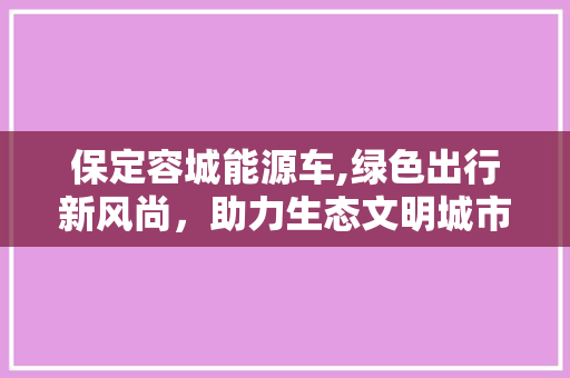 保定容城能源车,绿色出行新风尚，助力生态文明城市建设