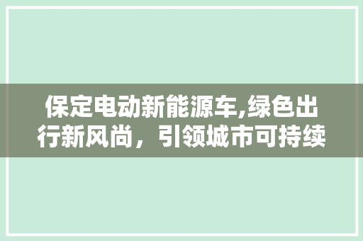 保定电动新能源车,绿色出行新风尚，引领城市可持续发展