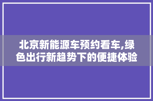 北京新能源车预约看车,绿色出行新趋势下的便捷体验