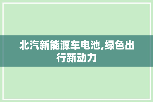北汽新能源车电池,绿色出行新动力