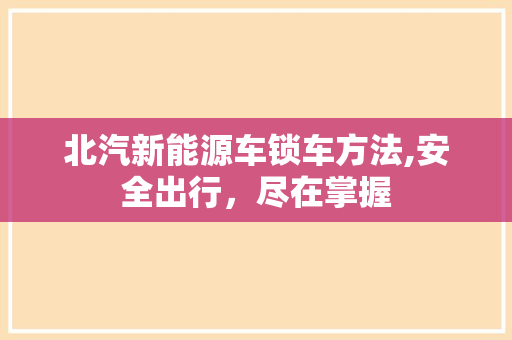北汽新能源车锁车方法,安全出行，尽在掌握