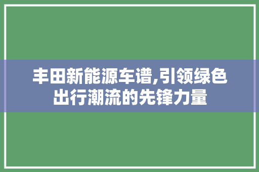 丰田新能源车谱,引领绿色出行潮流的先锋力量