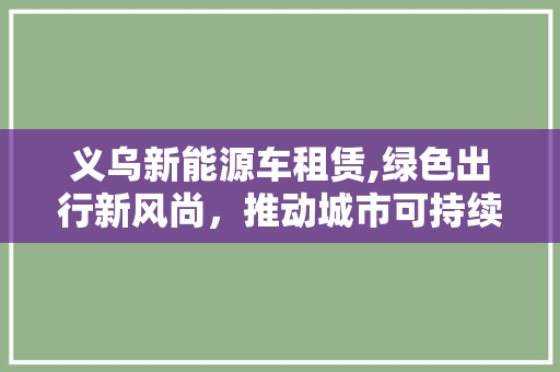 义乌新能源车租赁,绿色出行新风尚，推动城市可持续发展