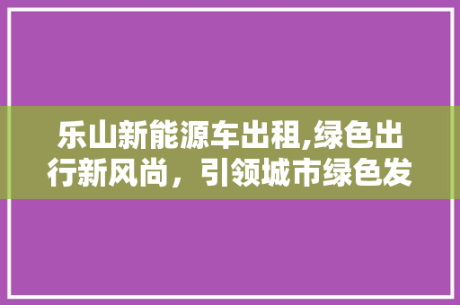 乐山新能源车出租,绿色出行新风尚，引领城市绿色发展新潮流