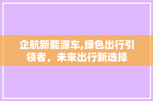 企航新能源车,绿色出行引领者，未来出行新选择