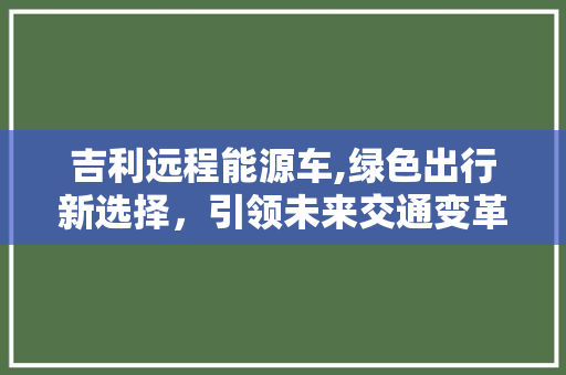 吉利远程能源车,绿色出行新选择，引领未来交通变革