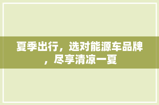 夏季出行，选对能源车品牌，尽享清凉一夏