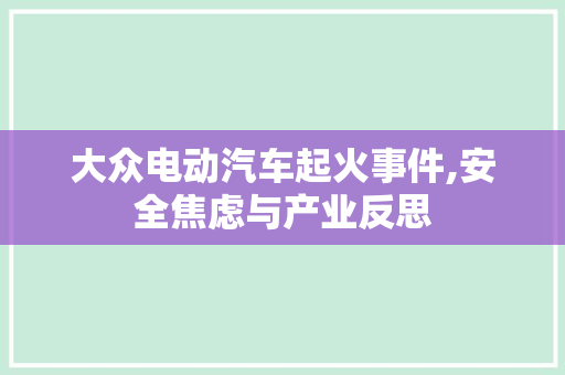大众电动汽车起火事件,安全焦虑与产业反思