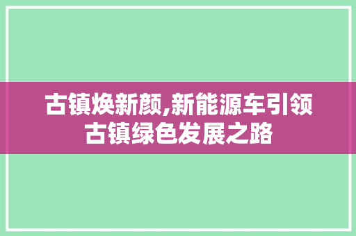 古镇焕新颜,新能源车引领古镇绿色发展之路