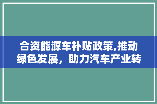 合资能源车补贴政策,推动绿色发展，助力汽车产业转型升级