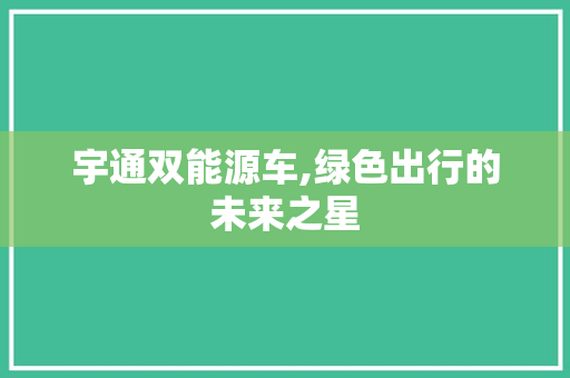 宇通双能源车,绿色出行的未来之星