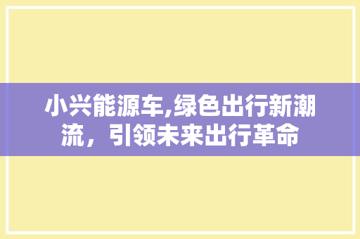 小兴能源车,绿色出行新潮流，引领未来出行革命