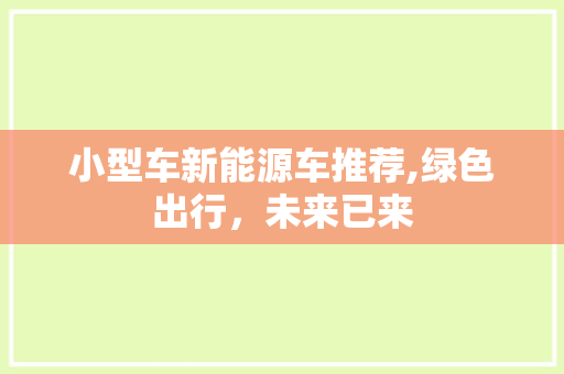小型车新能源车推荐,绿色出行，未来已来