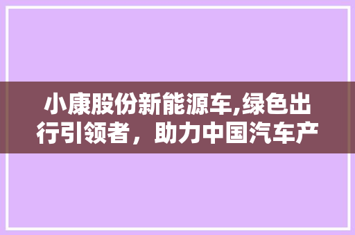 小康股份新能源车,绿色出行引领者，助力中国汽车产业转型升级