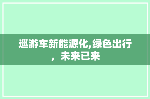 巡游车新能源化,绿色出行，未来已来