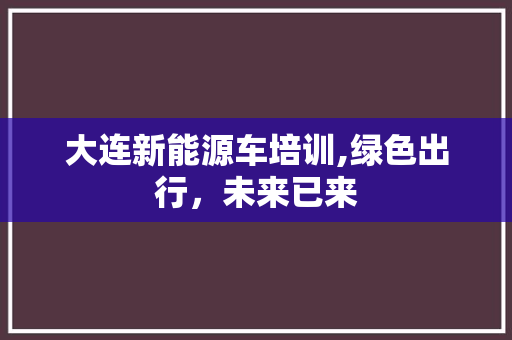 大连新能源车培训,绿色出行，未来已来