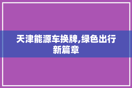 天津能源车换牌,绿色出行新篇章