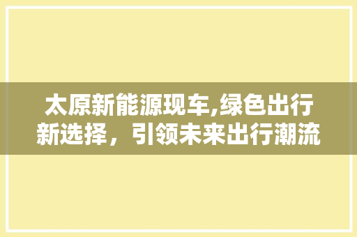 太原新能源现车,绿色出行新选择，引领未来出行潮流