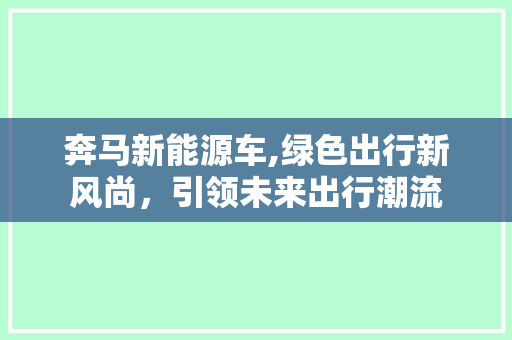 奔马新能源车,绿色出行新风尚，引领未来出行潮流