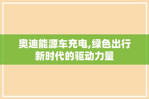 奥迪能源车充电,绿色出行新时代的驱动力量