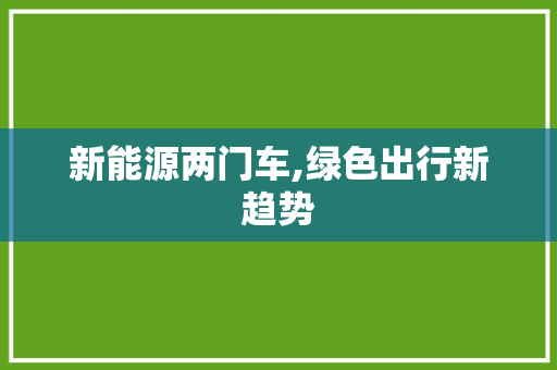 新能源两门车,绿色出行新趋势