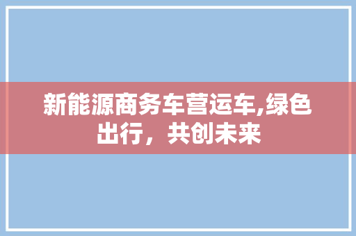 新能源商务车营运车,绿色出行，共创未来