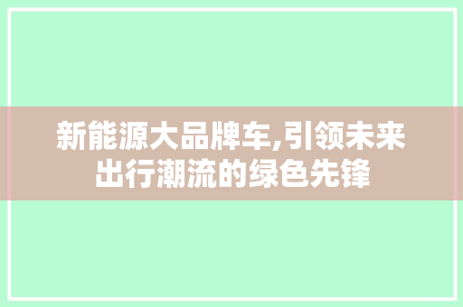 新能源大品牌车,引领未来出行潮流的绿色先锋