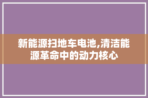 新能源扫地车电池,清洁能源革命中的动力核心